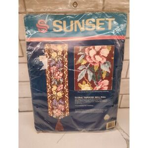 Vintage 1991 Sunrise Needlepoint Bell Pull‎ Floral Tapestry New Old Stock Sealed